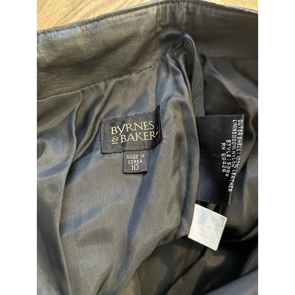 Byrne & Baker Black Leather Pencil Skirt 10 Vintage 90s Office Siren Grunge Goth - Picture 5 of 7
